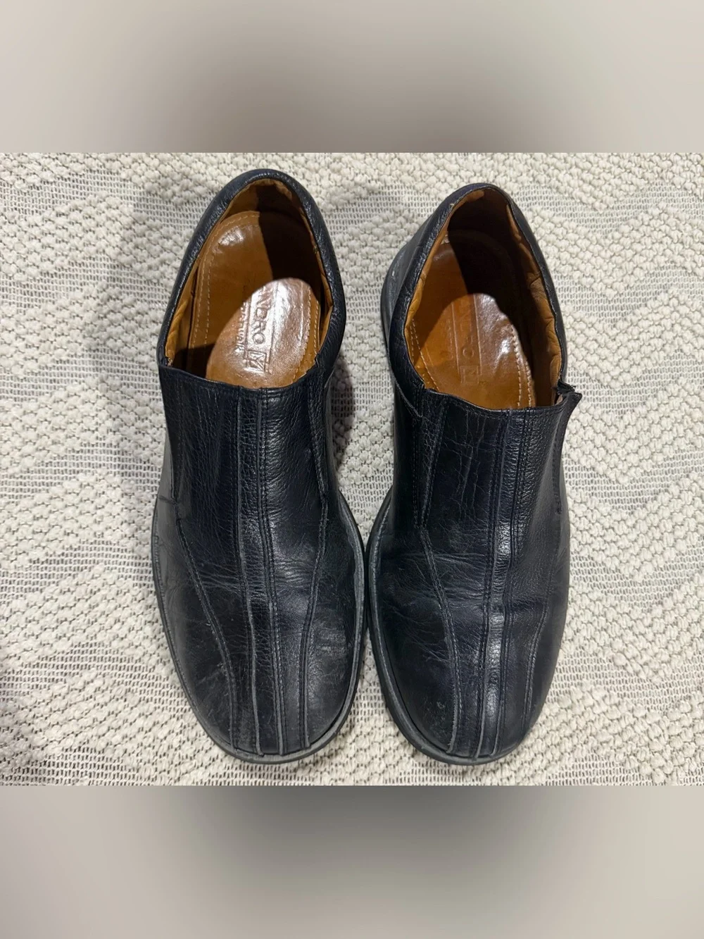 Sandro Moscoloni Comfortwalk Men's Black Leather Slip On Loafers 11 D Brazil